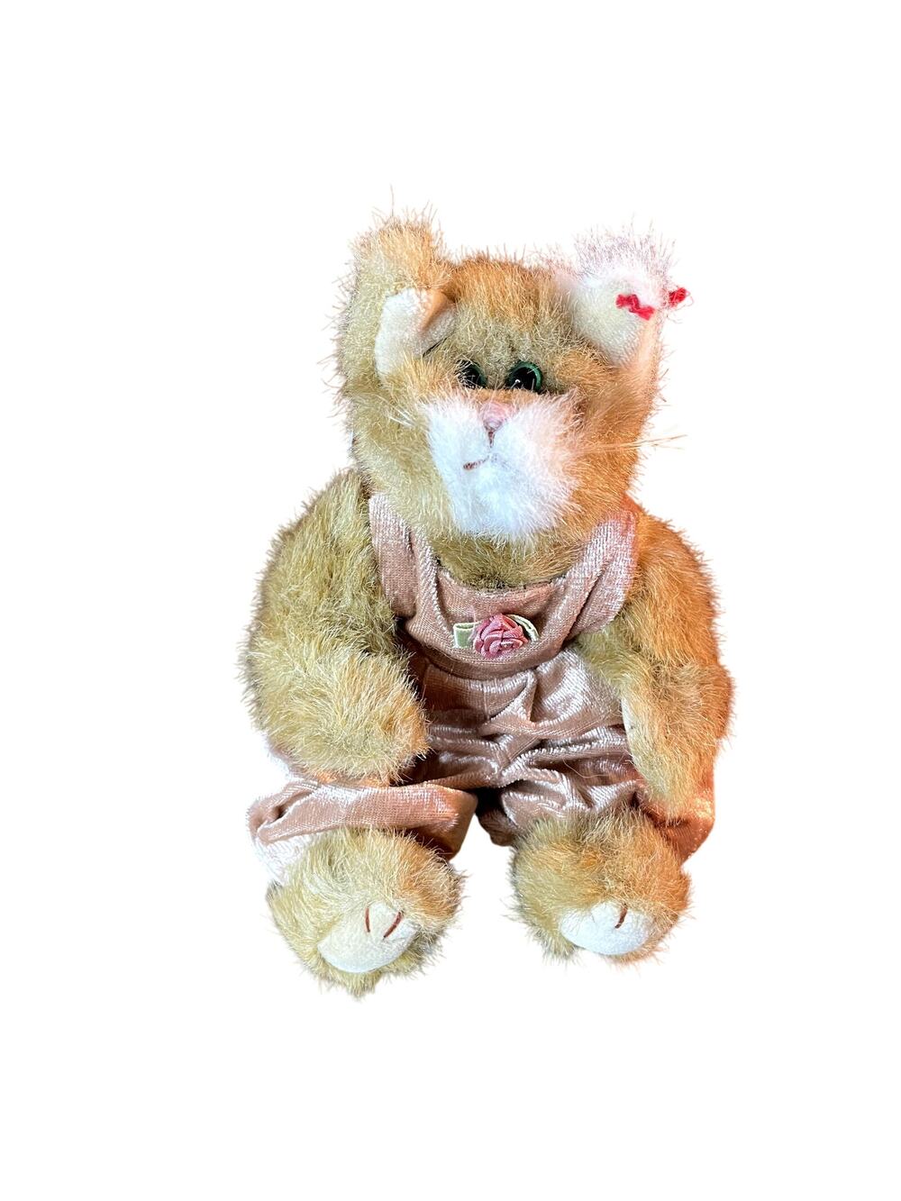 Ty Attic Treasures Pouncer Cat 1993 Jointed Plush Pink Outfit Tag Included